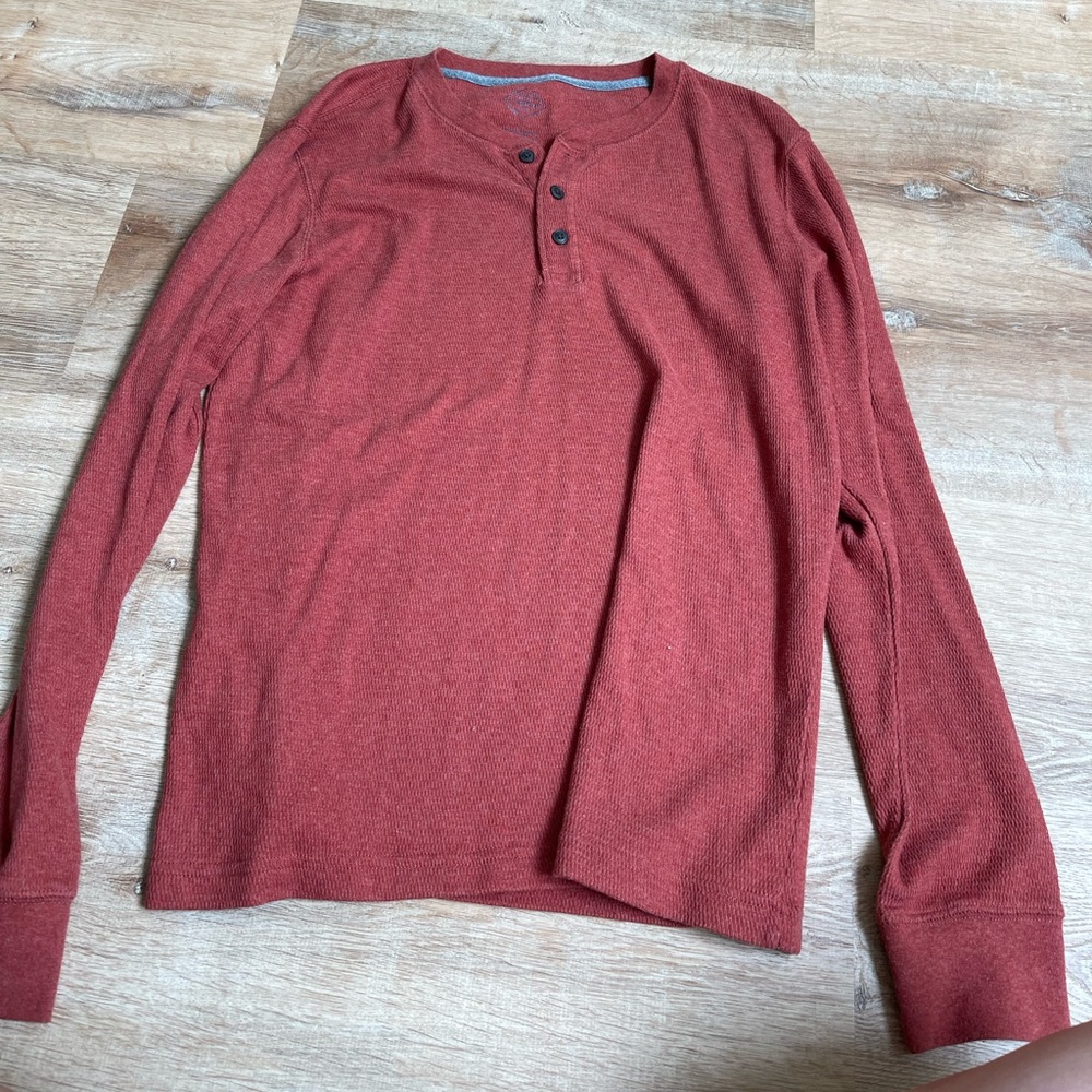 Burnt orange Henley, size large